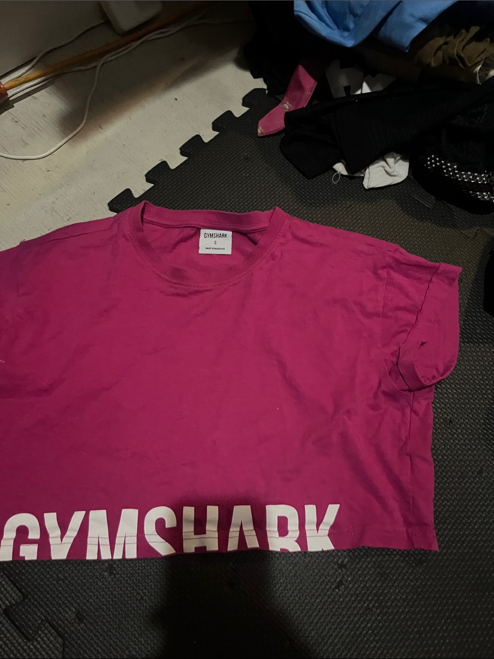 Gymshark Fuchsia Crop Top with Bold Logo-size small